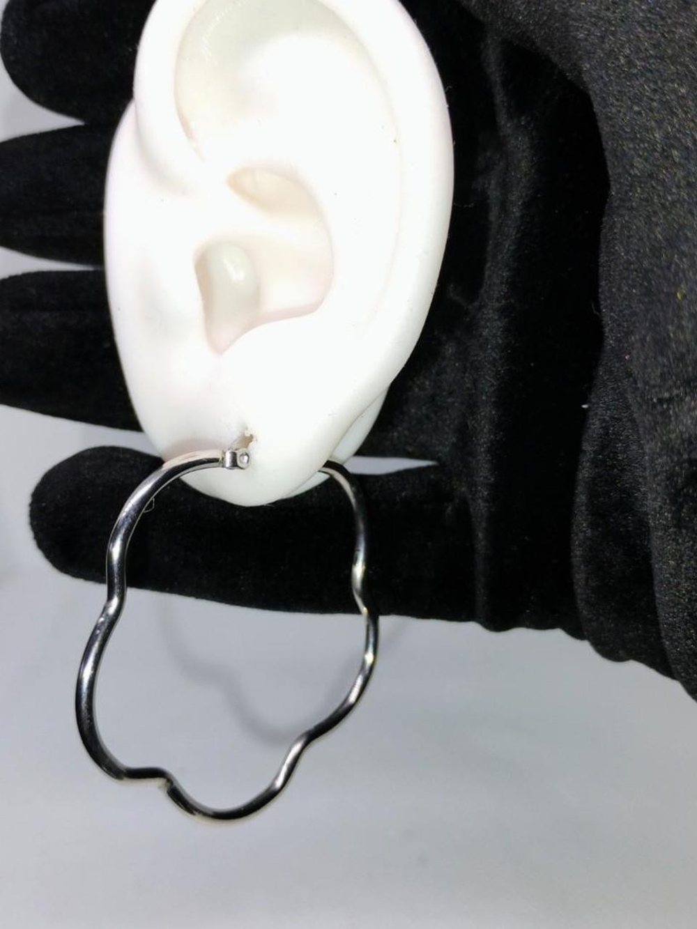 Flower Hoop Earrings, Stainless Steel